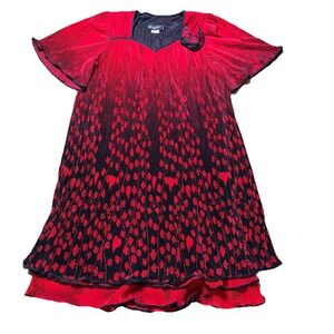 Vintage Virginie Paris Accordian Floral Maxi Dress Red Black Made In France Luxe